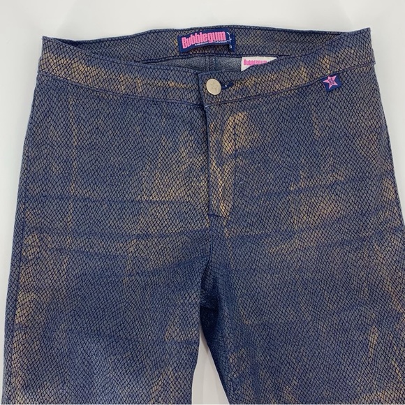 Bubblegum Gold Coated Reptile Print Slim Straight Mid Rise Jeggings, 9/10 - Picture 4 of 16